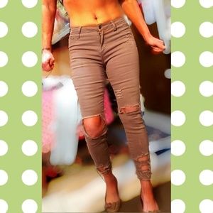 Distressed Skinny ankle pants